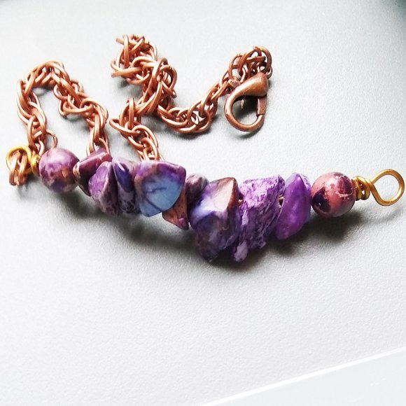 NatureLoversJewelry Jewelry - Boho! Purple Sea Sediment Jasper + Copper Bracelet